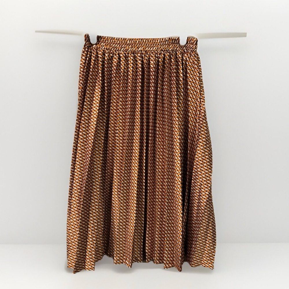 Monteau Los Angeles GEOMETRIC PLEATED ACCORDIAN MIDI SKIRT Elastic Waist Size S